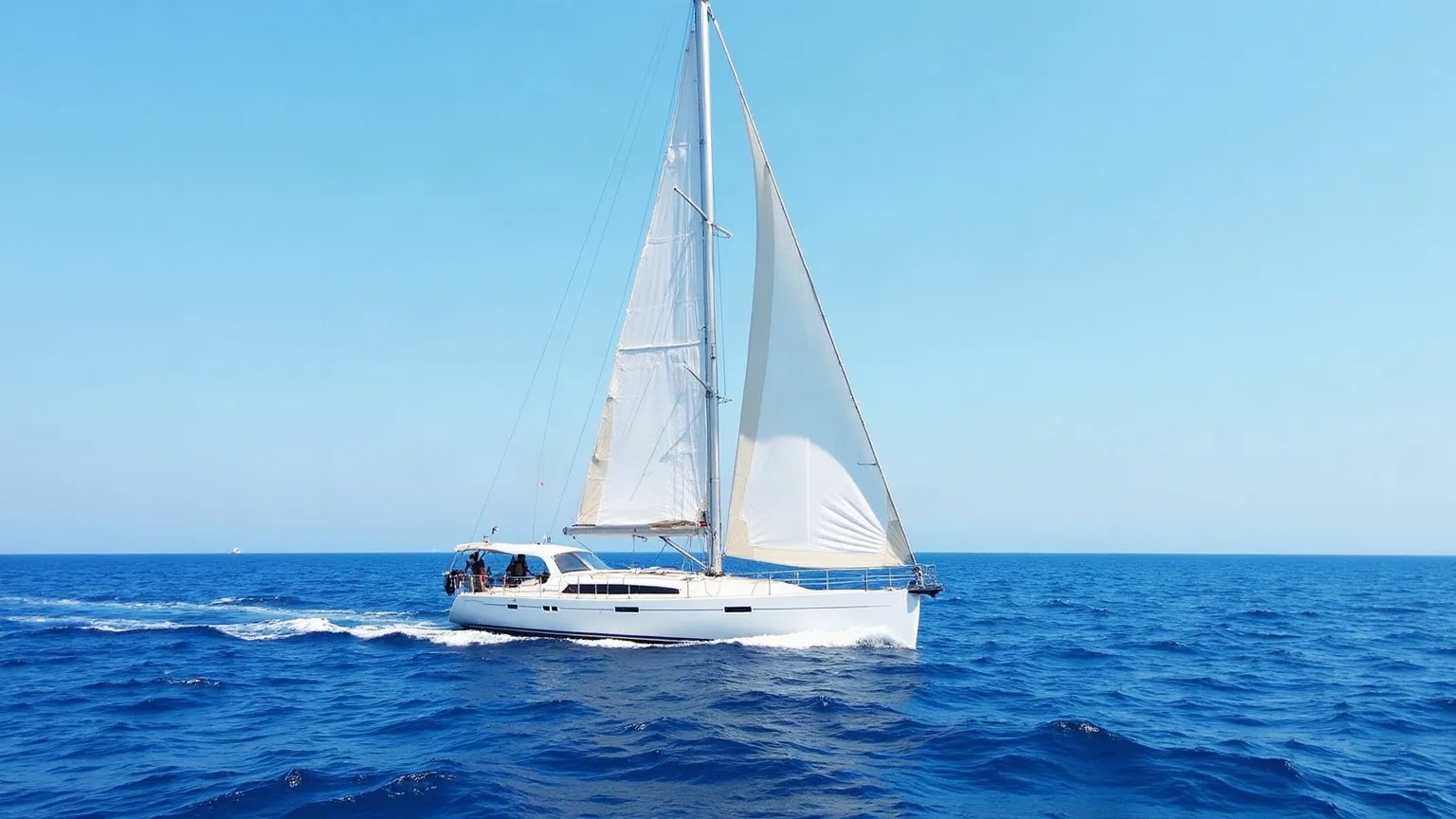 Sailing yacht under full sail on a bareboat yacht charter in Greece